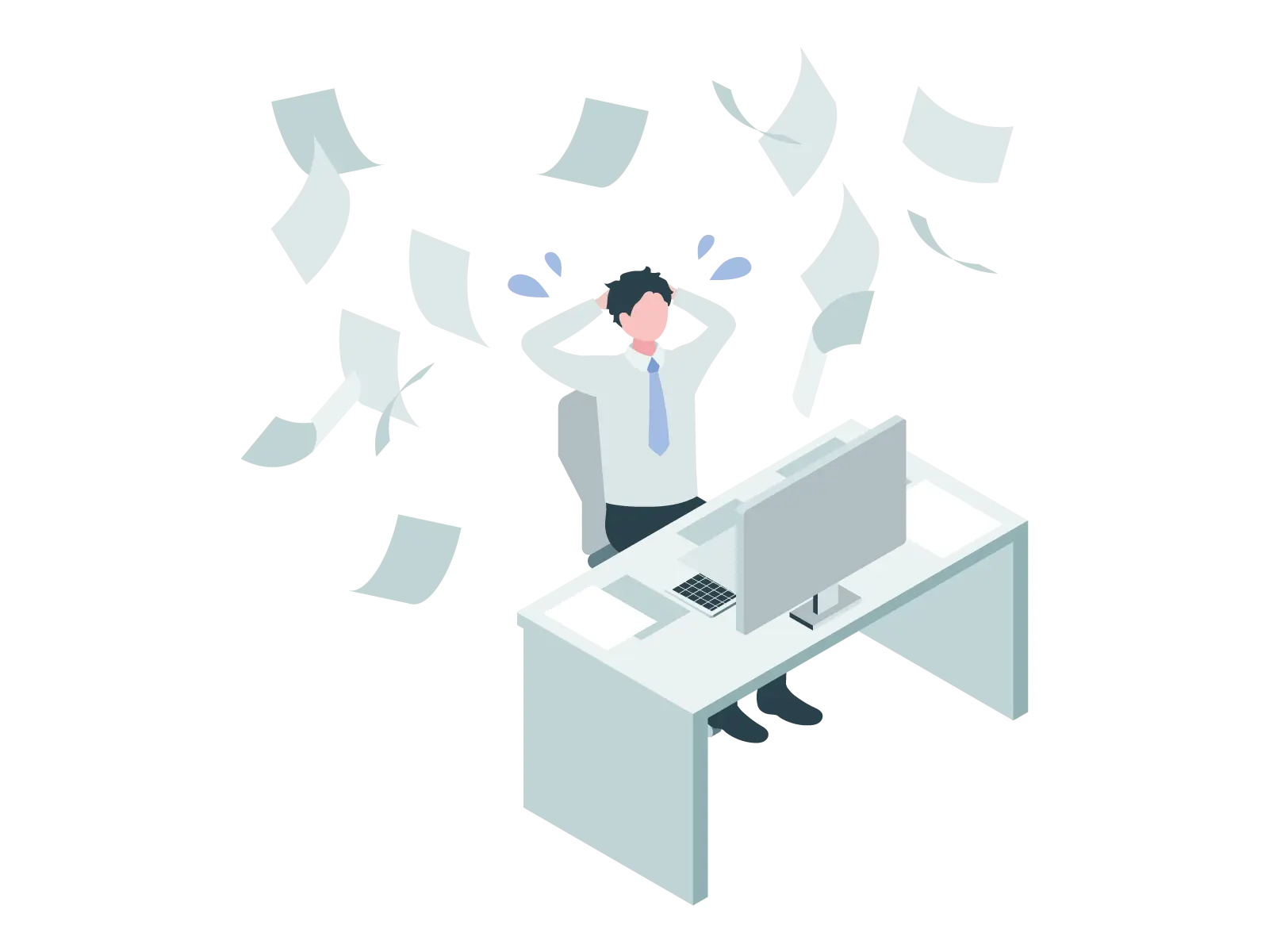 業務改善やDX推進に悩む担当者のイメージ